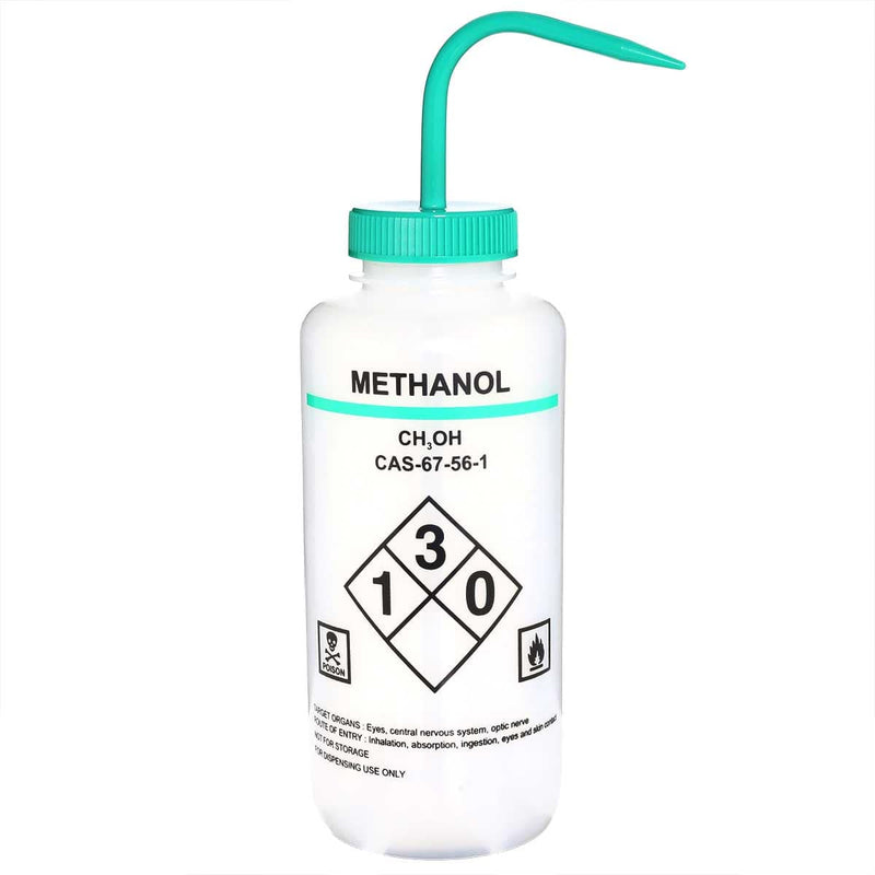 Biohazard Inc Wash Bottles LDPE Premium Labeled Wash Bottles - Methanol 1000 ml