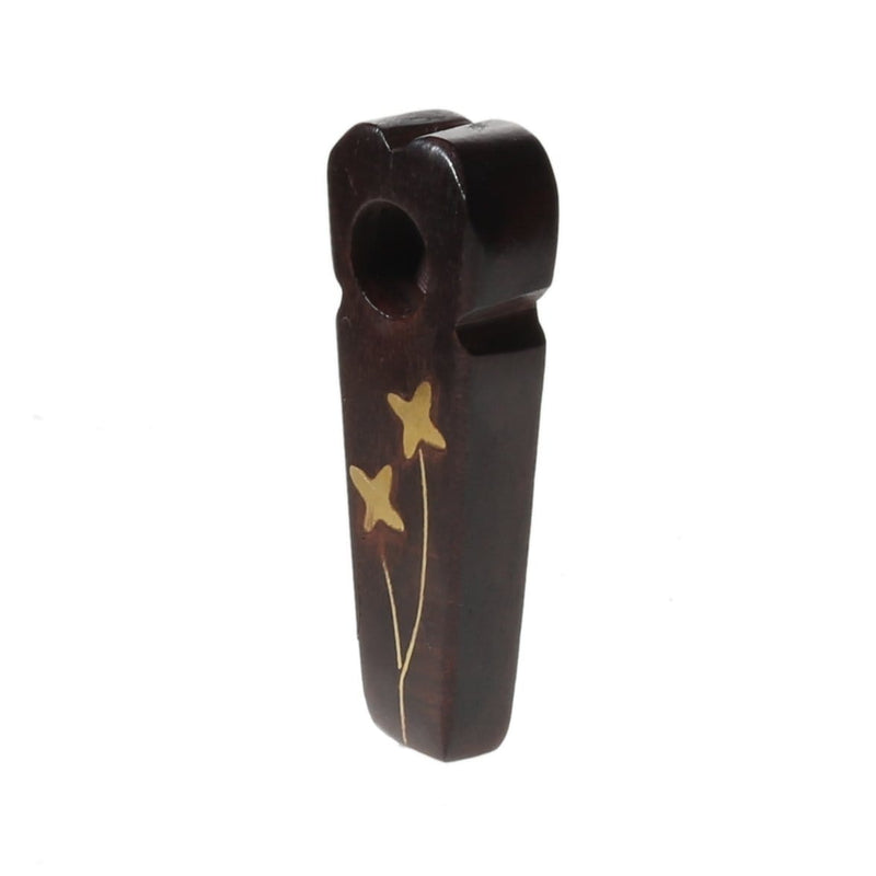 Biohazard Inc Wood Hand Pipe Brass Inlay Wood Pipe