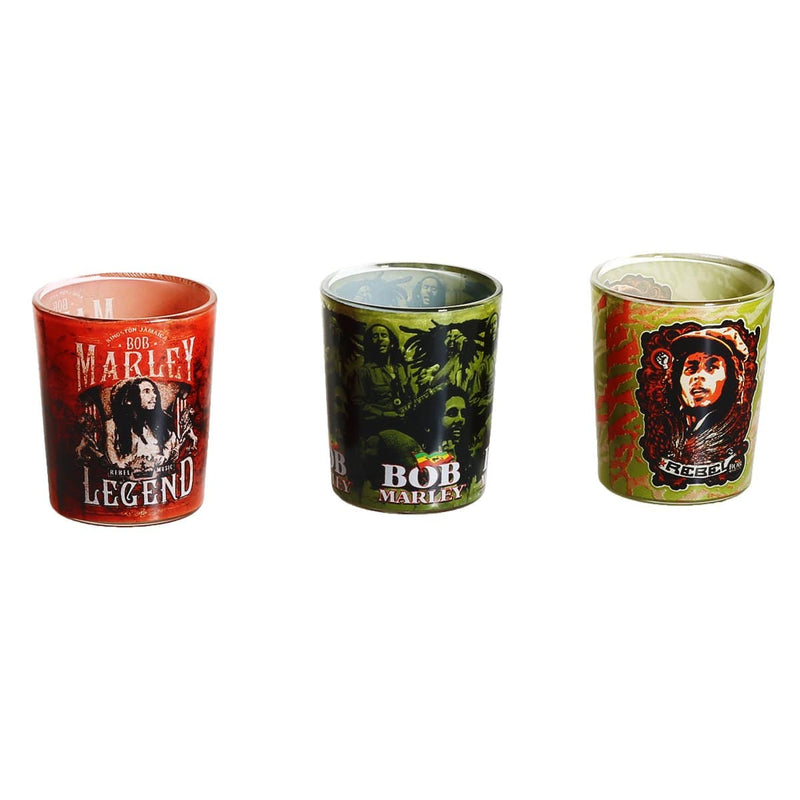 Bob Marley Candle Bob Marley Round Shot Glass 3 Candle Gift Set