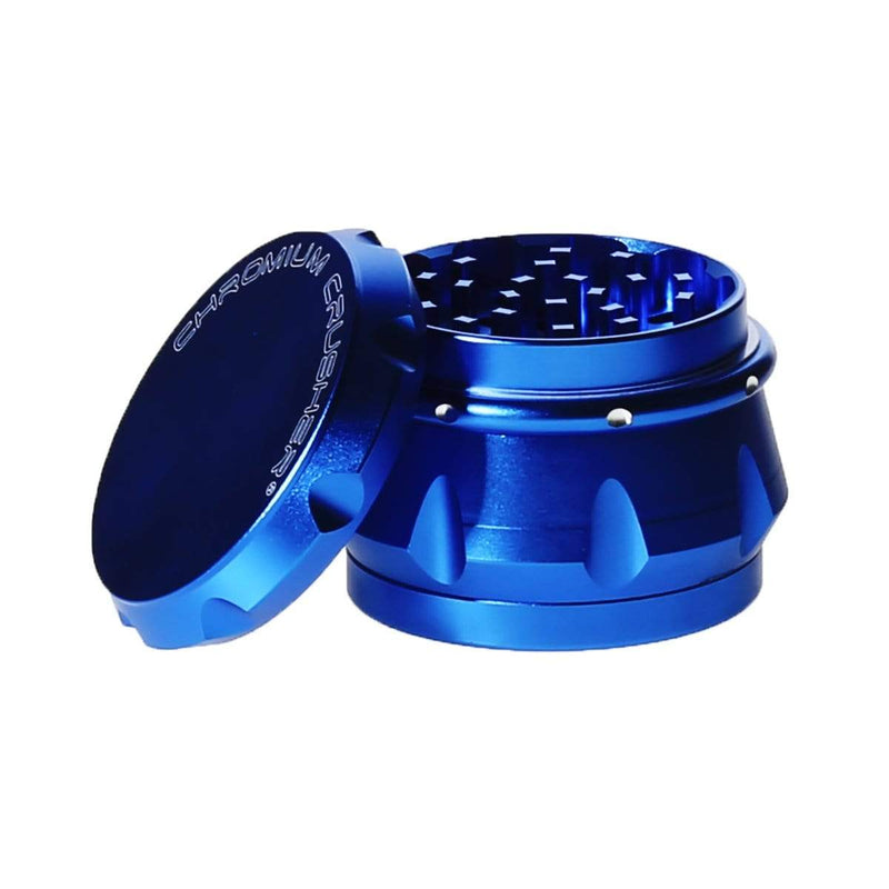 Chromium Crusher Metal Grinder 4pc Chromium Crusher Grinder With Finger Grooves Blue - 2 1/2"