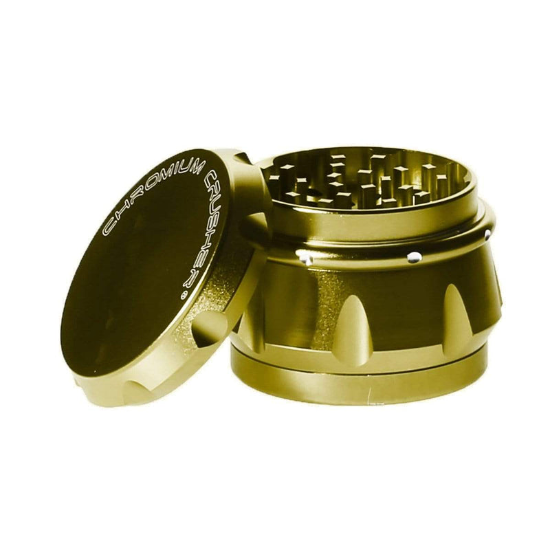 Chromium Crusher Metal Grinder 4pc Chromium Crusher Grinder With Finger Grooves Gold - 2 1/2"