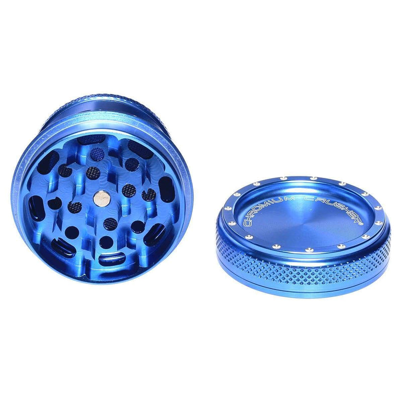 Chromium Crusher Metal Grinder Blue 4pc Premium Chromium Crusher Bling Top 2" Grinder