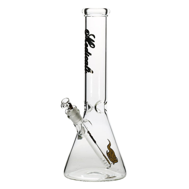 Medicali Glass Bong 14" Medicali Beaker Water Pipe - Gold/Black Script