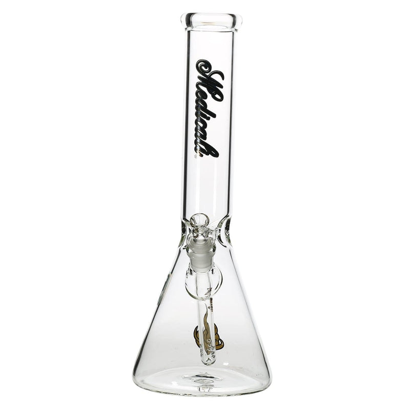 Medicali Glass Bong 14" Medicali Beaker Water Pipe - Gold/Black Script