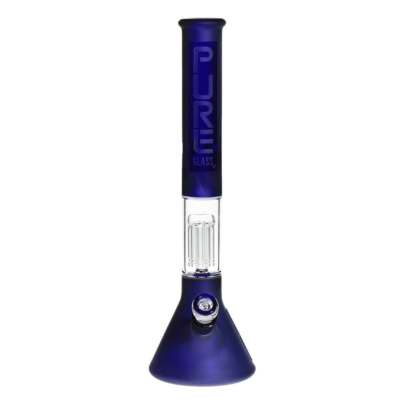 Pure Glass Glass Bong PURE Glass 18" 50mm Beaker - Single Tree10arm Perc - Blue Frost