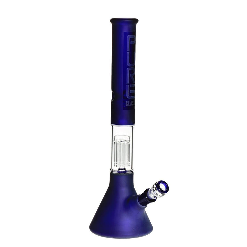 Pure Glass Glass Bong PURE Glass 18" 50mm Beaker - Single Tree10arm Perc - Blue Frost