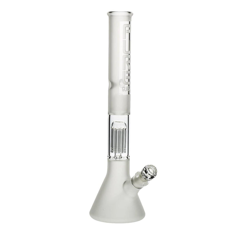 Pure Glass Glass Bong PURE Glass 18" 50mm Beaker - Single Tree10arm Perc - Clear Frost