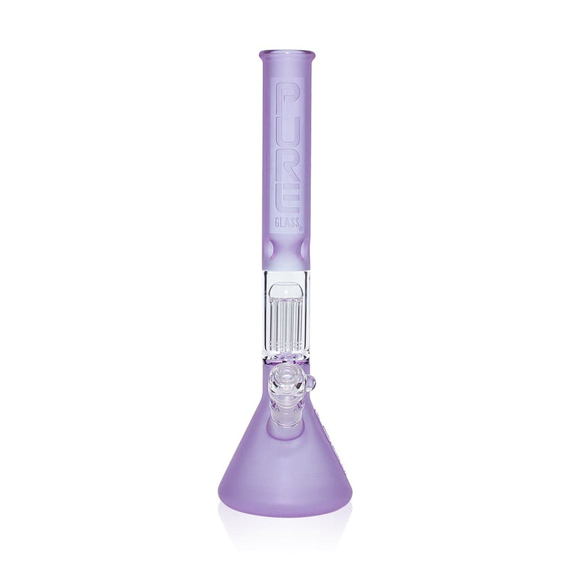 Pure Glass Glass Bong PURE Glass 18" 50mm Beaker - Single Tree10arm Perc - Purple Frost