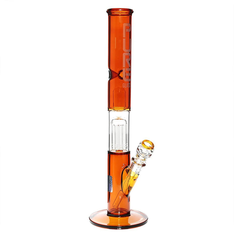 Pure Glass Glass Bong Pure Glass 18" 50mmx5mm Single Tree10arm Straight Amber