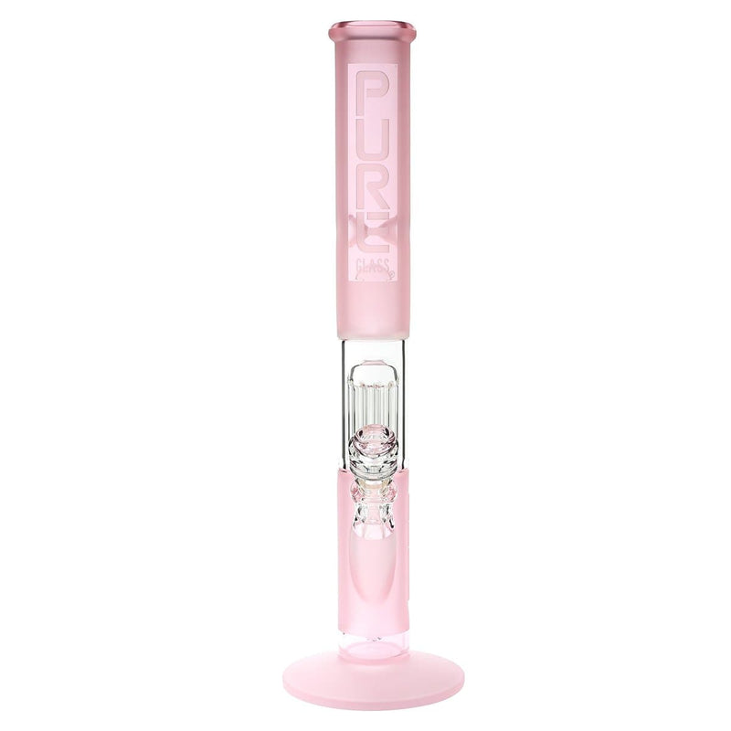 Pure Glass Glass Bong Pure Glass 18" 50mmx5mm Single Tree10arm Straight Martini Pink