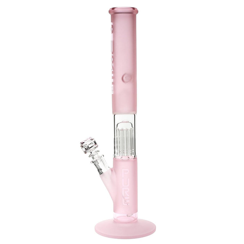 Pure Glass Glass Bong Pure Glass 18" 50mmx5mm Single Tree10arm Straight Martini Pink