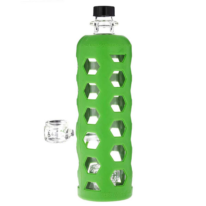 Pure Glass Glass Bong Pure Glass 9" Clear Bottle Mini Jellyfish Perc - Green Silicone