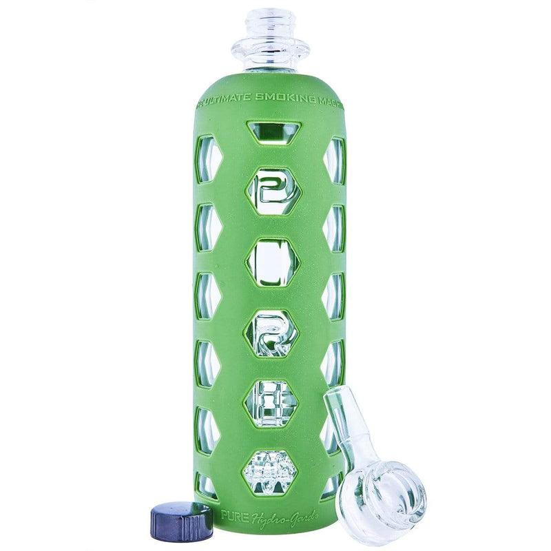 Pure Glass Glass Bong Pure Glass 9" Clear Bottle Mini Jellyfish Perc - Green Silicone