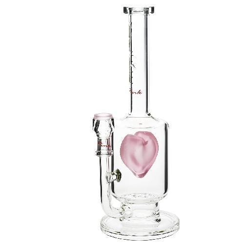 Pure Glass Glass Bong Pure Glass Surfrider 11" 26mm-75mm 5 Holes Disk / Heart Splashguard - Pink