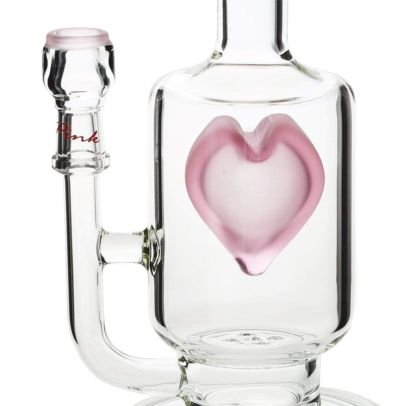 Pure Glass Glass Bong Pure Glass Surfrider 11" 26mm-75mm 5 Holes Disk / Heart Splashguard - Pink