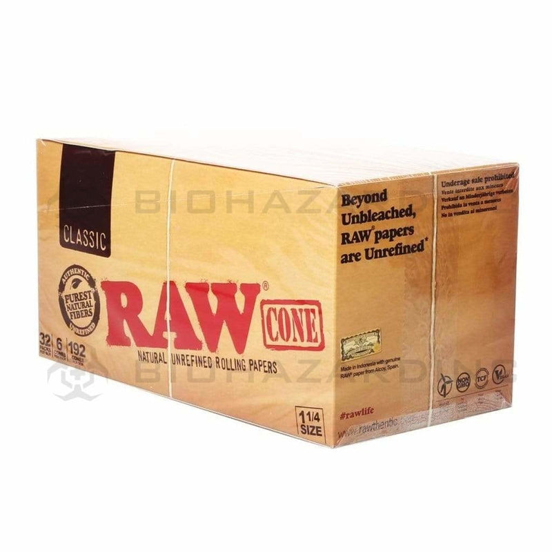 RAW® | Pre-Rolled Cones Classic 1¼ Size | 84mm - Unbleached Brown - 32 Count Pre-Rolled Cones Raw   