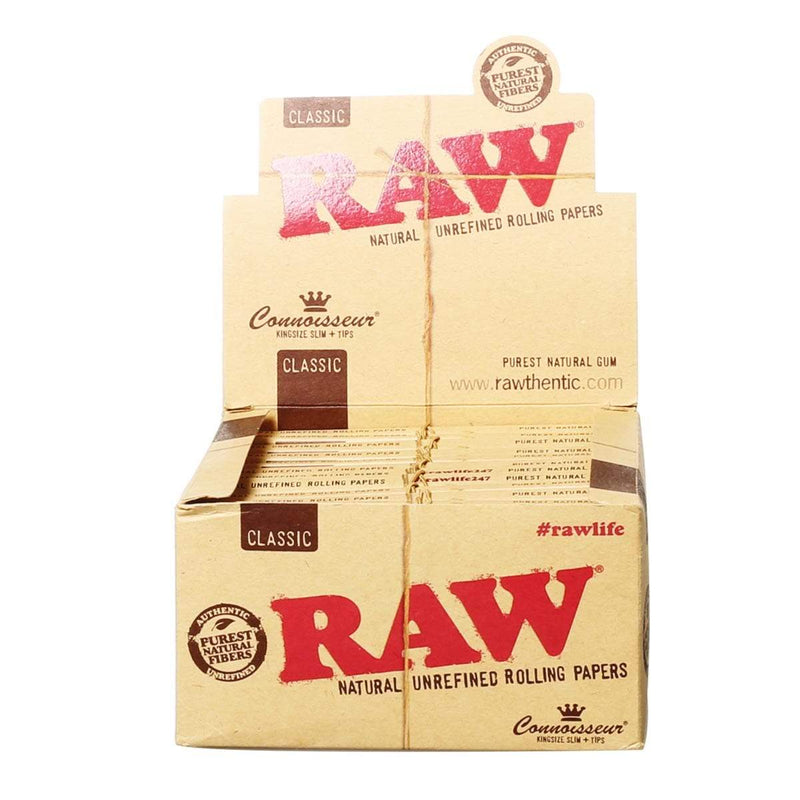 Raw Rolling Papers + Tips RAW Connoisseur Classic King Size Slim Rolling Papers + Tips - 24 Count