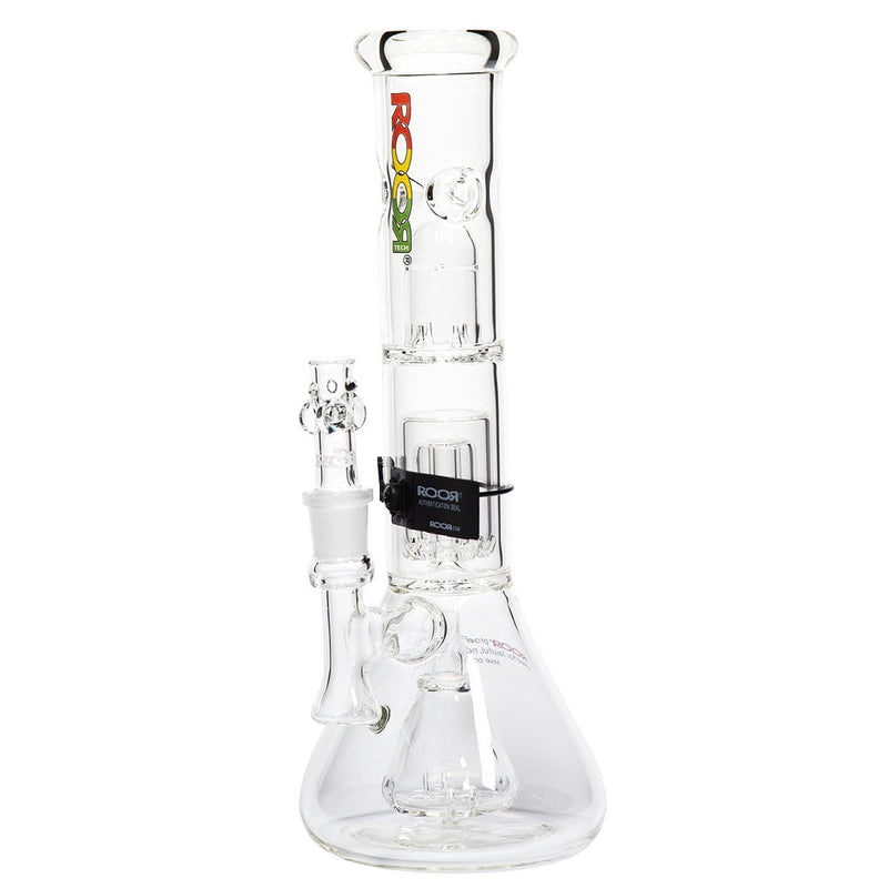 Roor Glass Bong ROOR Tech 14" 50mm Fixed w/ Barrel Beaker - Rasta Logo