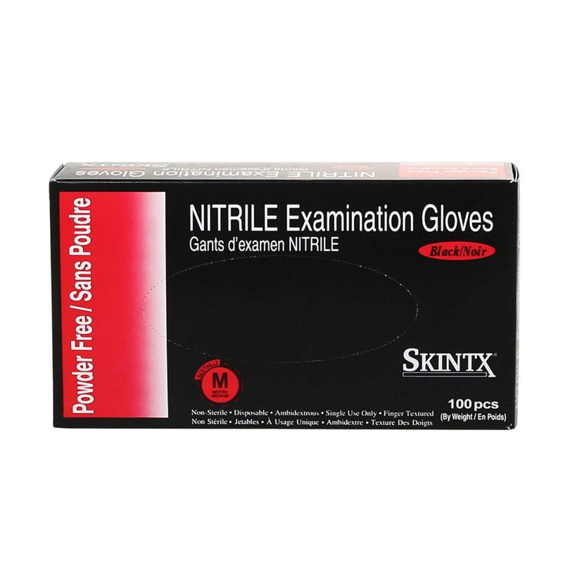 Skintx Glove Latex Skintx Glove Nitrile Powder Free Medium Black (100 Count)