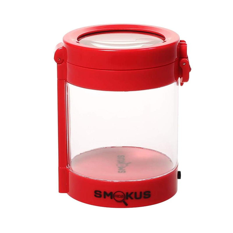 Smokus Focus Flower Storage Middleman Magnifying LED Jar - Red