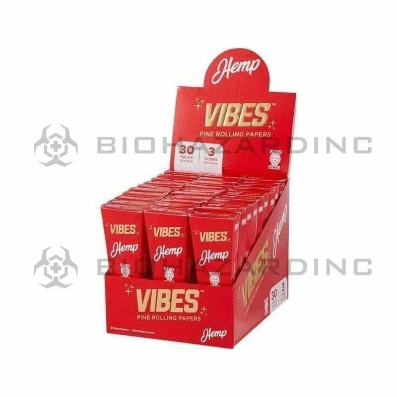 Vibes® | Wholesale Pre-Rolled Cones King Size | 110mm - Hemp - Various Counts Pre-Rolled Cones Vibes 30 Count - 3/Pack  